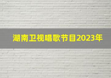 湖南卫视唱歌节目2023年