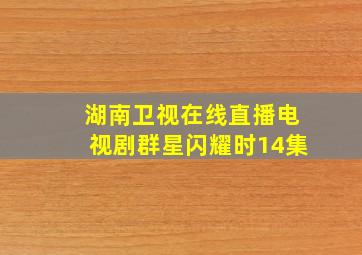 湖南卫视在线直播电视剧群星闪耀时14集