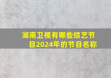 湖南卫视有哪些综艺节目2024年的节目名称