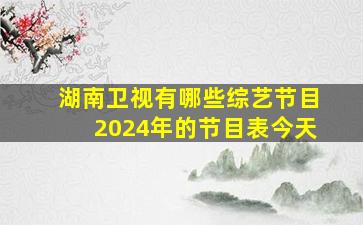 湖南卫视有哪些综艺节目2024年的节目表今天