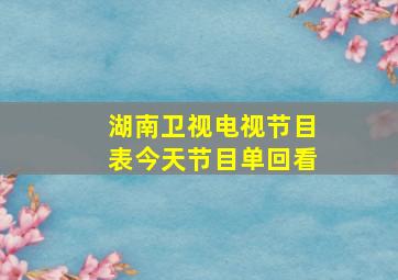 湖南卫视电视节目表今天节目单回看