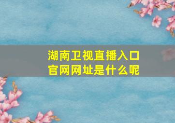 湖南卫视直播入口官网网址是什么呢