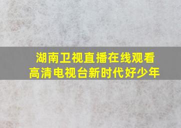 湖南卫视直播在线观看高清电视台新时代好少年