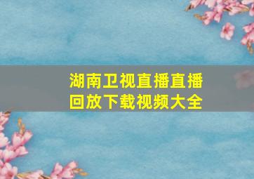 湖南卫视直播直播回放下载视频大全