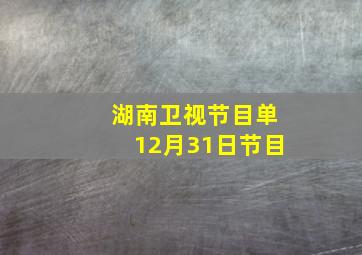 湖南卫视节目单12月31日节目