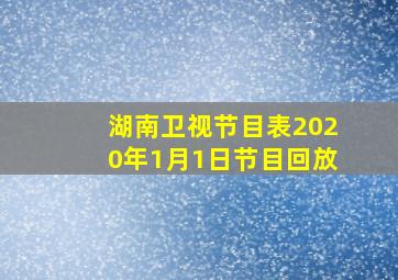 湖南卫视节目表2020年1月1日节目回放