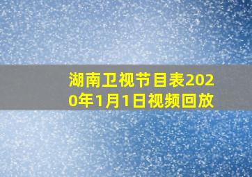 湖南卫视节目表2020年1月1日视频回放