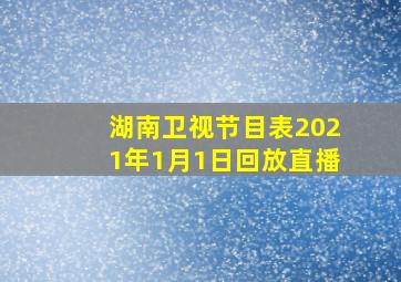 湖南卫视节目表2021年1月1日回放直播