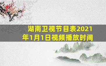 湖南卫视节目表2021年1月1日视频播放时间