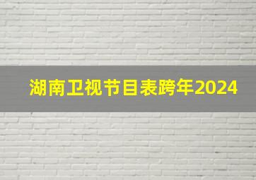 湖南卫视节目表跨年2024