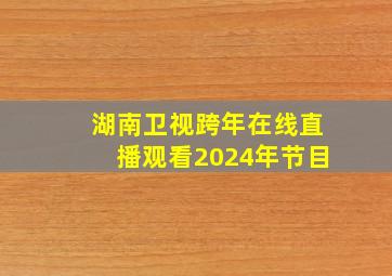 湖南卫视跨年在线直播观看2024年节目