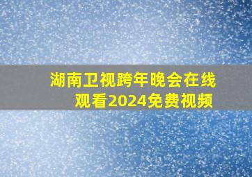 湖南卫视跨年晚会在线观看2024免费视频