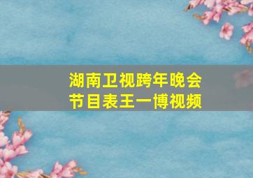 湖南卫视跨年晚会节目表王一博视频