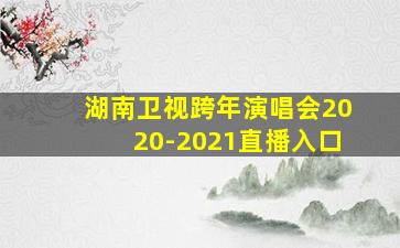 湖南卫视跨年演唱会2020-2021直播入口