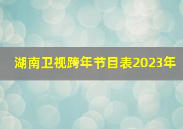 湖南卫视跨年节目表2023年