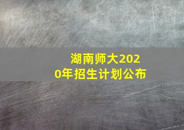 湖南师大2020年招生计划公布