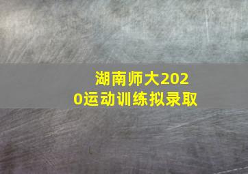 湖南师大2020运动训练拟录取