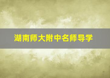 湖南师大附中名师导学