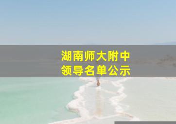 湖南师大附中领导名单公示