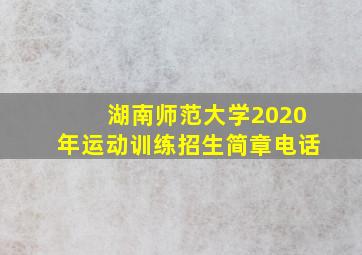 湖南师范大学2020年运动训练招生简章电话