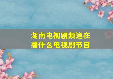 湖南电视剧频道在播什么电视剧节目