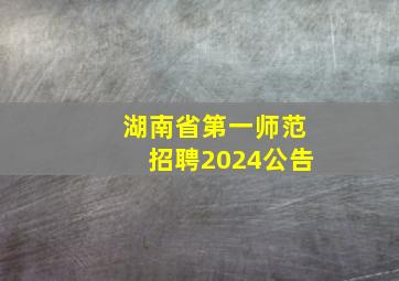 湖南省第一师范招聘2024公告