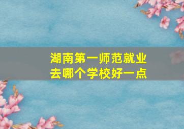 湖南第一师范就业去哪个学校好一点