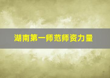 湖南第一师范师资力量