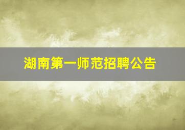 湖南第一师范招聘公告