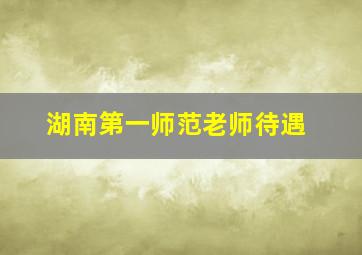 湖南第一师范老师待遇