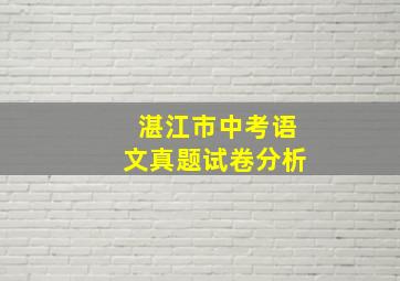 湛江市中考语文真题试卷分析