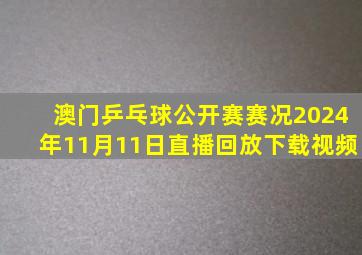 澳门乒乓球公开赛赛况2024年11月11日直播回放下载视频