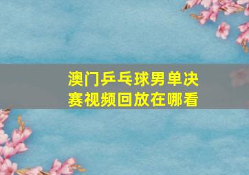 澳门乒乓球男单决赛视频回放在哪看