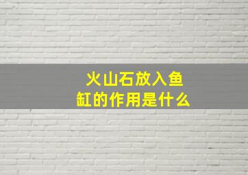 火山石放入鱼缸的作用是什么