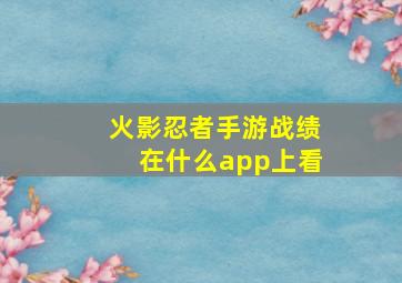 火影忍者手游战绩在什么app上看