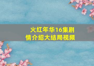 火红年华16集剧情介绍大结局视频