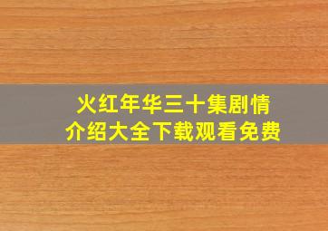 火红年华三十集剧情介绍大全下载观看免费