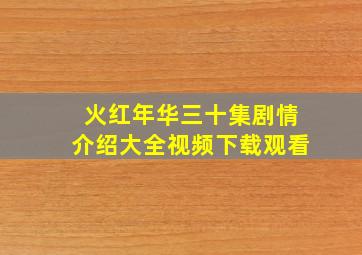 火红年华三十集剧情介绍大全视频下载观看