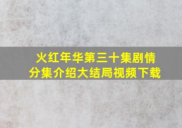 火红年华第三十集剧情分集介绍大结局视频下载