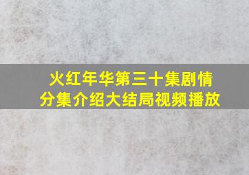 火红年华第三十集剧情分集介绍大结局视频播放