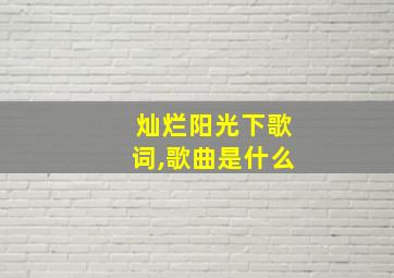 灿烂阳光下歌词,歌曲是什么