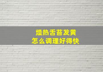 燥热舌苔发黄怎么调理好得快