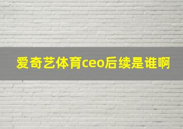 爱奇艺体育ceo后续是谁啊