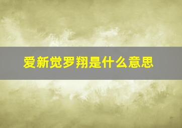 爱新觉罗翔是什么意思