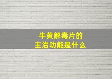 牛黄解毒片的主治功能是什么