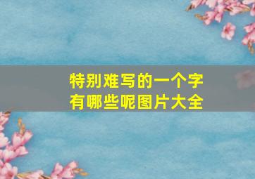 特别难写的一个字有哪些呢图片大全