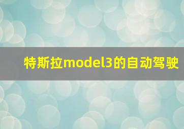 特斯拉model3的自动驾驶