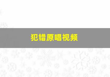 犯错原唱视频