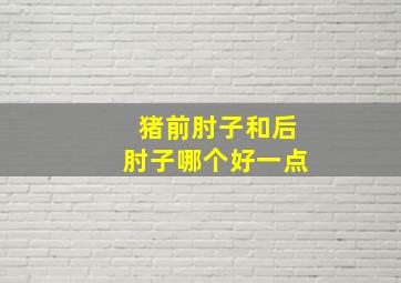 猪前肘子和后肘子哪个好一点