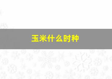 玉米什么时种